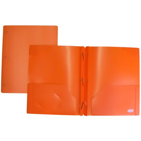 Duo-Tang de plastique avec pochettes - Orange
