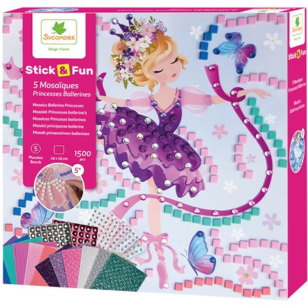 Stick'N Fun - Grand modèle 5 mosaïques princesse ballerine