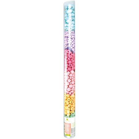 Tube de perles en bois - 300 pièces pastels