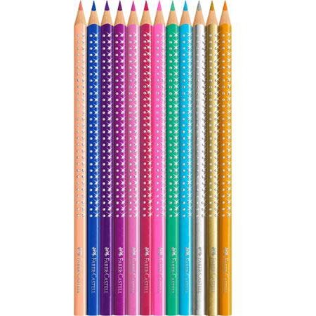 Boîte à crayons de couleur étincelante avec 12 crayons de couleur étincelante