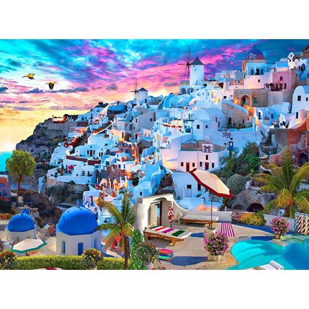 Peinture par numeros - Ens. cadre Paysage de Grèce