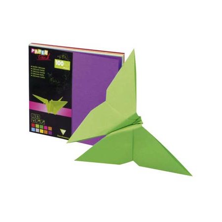 Papier origami 12x12cm, 100 feuilles, 10 teintes