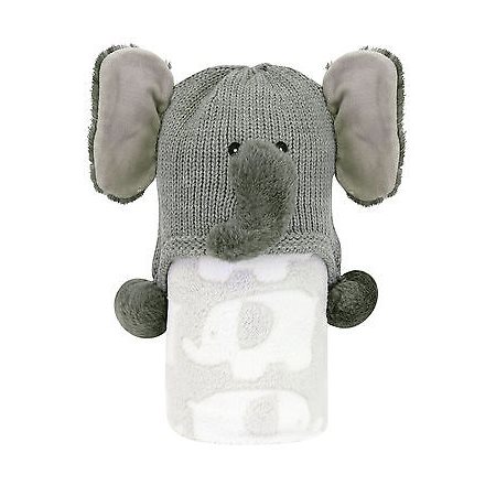 Couverture avec tuque assortie : Éléphant gris