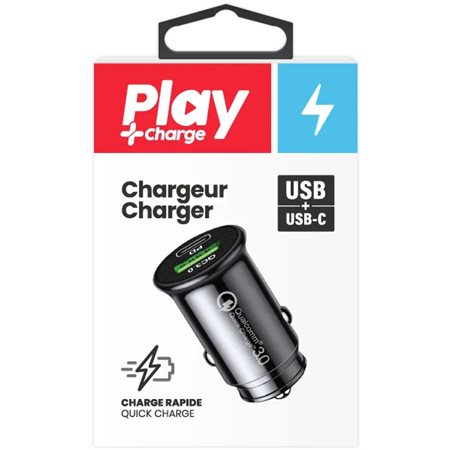 Chargeur auto USB + USB-C Play Konex