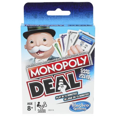 Jeu de cartes Monopoly Deal avec jeton boni