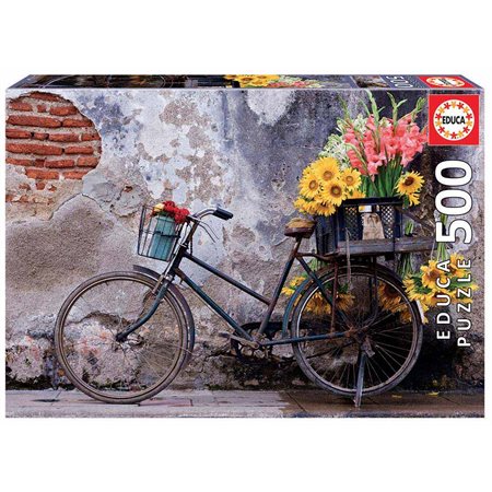 Casse-tête: Bicyclette avec des fleurs (500)