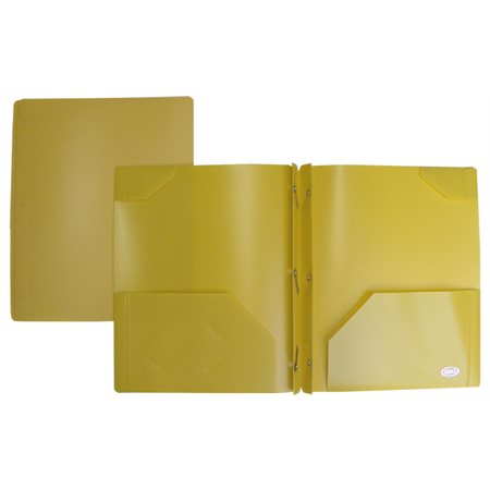 Portfolio de plastique avec attaches et pochettes, jaune