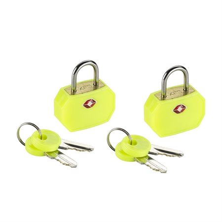 Pqt de 2 mini cadenas à clé jaune travelsentry