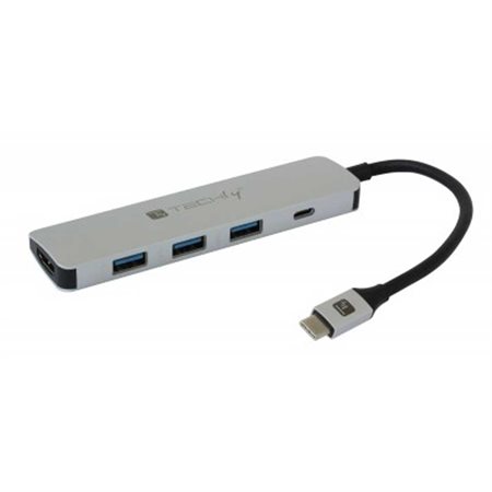 Hub Techly USB-C 3 ports USB type A + HDMI 4K