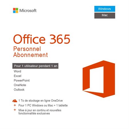 Microsoft office 365 personnel francais 1 an