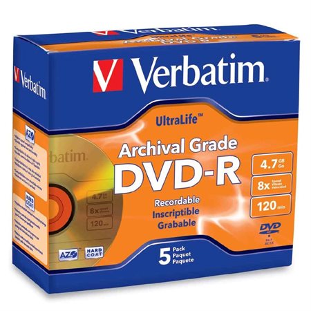 DVD-R Verbatim 4.7GB UltraLife en paquet de 5