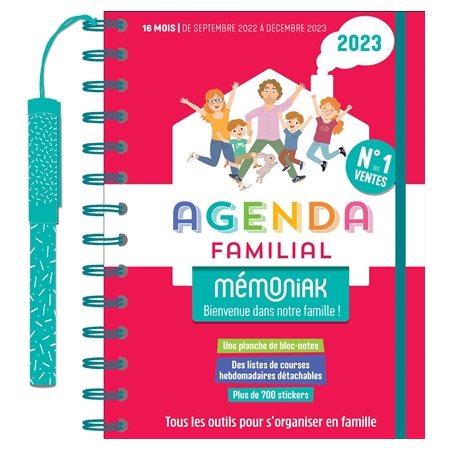 Agenda familial 2023 : 16 mois, de septembre 2022 à décembre 2023