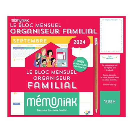 Le bloc mensuel organiseur familial  2023-2024